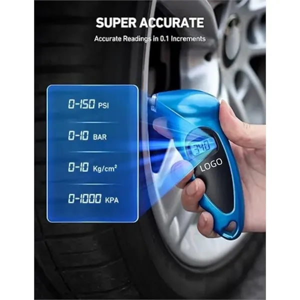 Portable Digital Tire Gauge with Backlit LCD