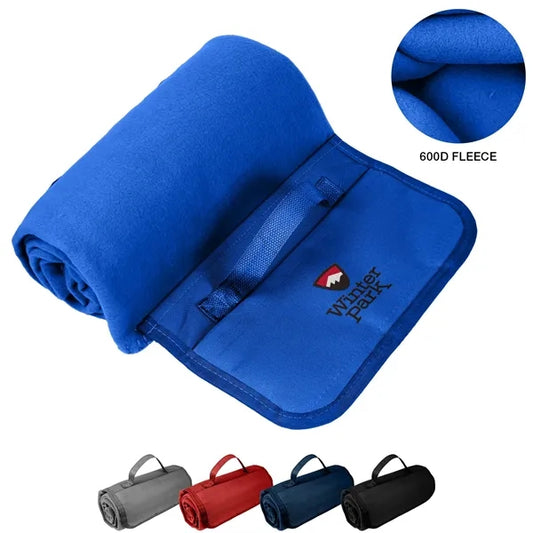 Fleece Roll Up Picnic Blanket w/ Easy carry handle 47" X 53"