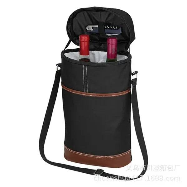 Insulated Cooler 2 Wine Bottles Carrying Bag