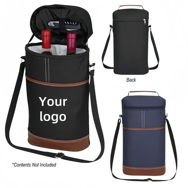 Insulated Cooler 2 Wine Bottles Carrying Bag