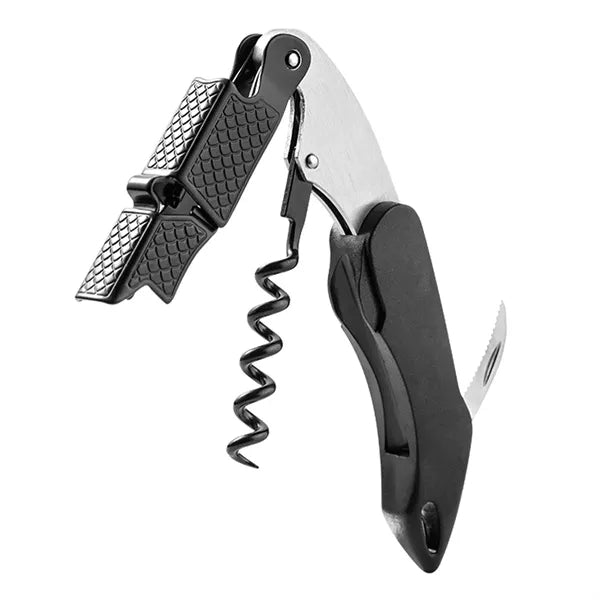 Compact Wine and Beer Opener with Serrated Knife