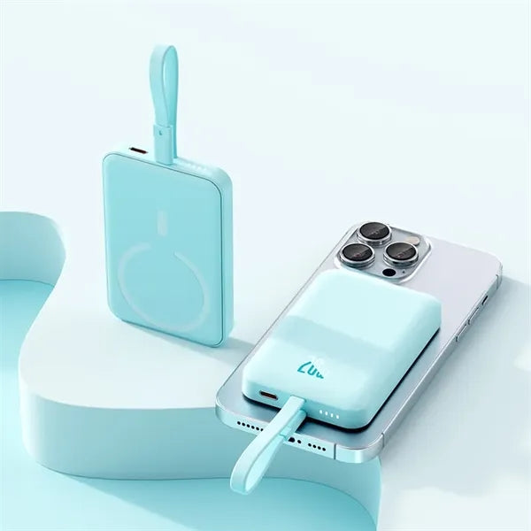 10000mAh Magnetic Power Bank Built-in USB C Lighting Cables