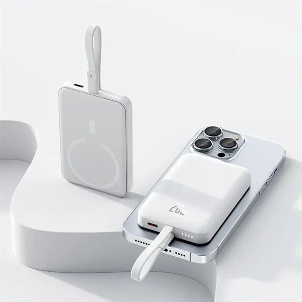 10000mAh Magnetic Power Bank Built-in USB C Lighting Cables