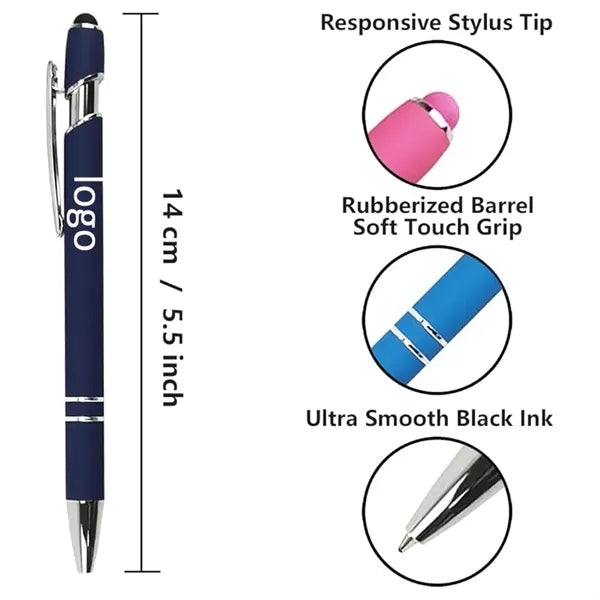 2-in-1 Soft Touch Metal Ballpoint Pen with Stylus Tip 5.6''