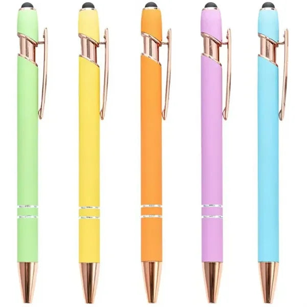 2-in-1 Soft Touch Metal Ballpoint Pen with Stylus Tip 5.6''