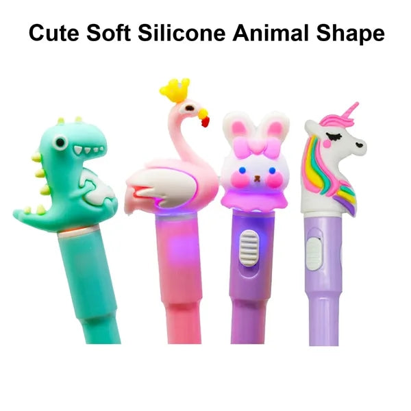 Cute Luminous Animal LED Light Unicorn Rabbit Ballpoint Pen