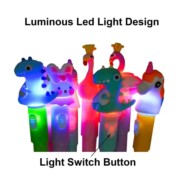 Cute Luminous Animal LED Light Unicorn Rabbit Ballpoint Pen