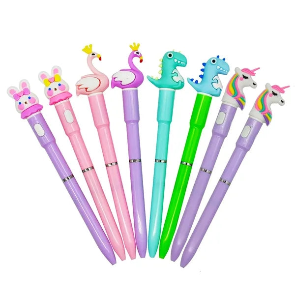 Cute Luminous Animal LED Light Unicorn Rabbit Ballpoint Pen