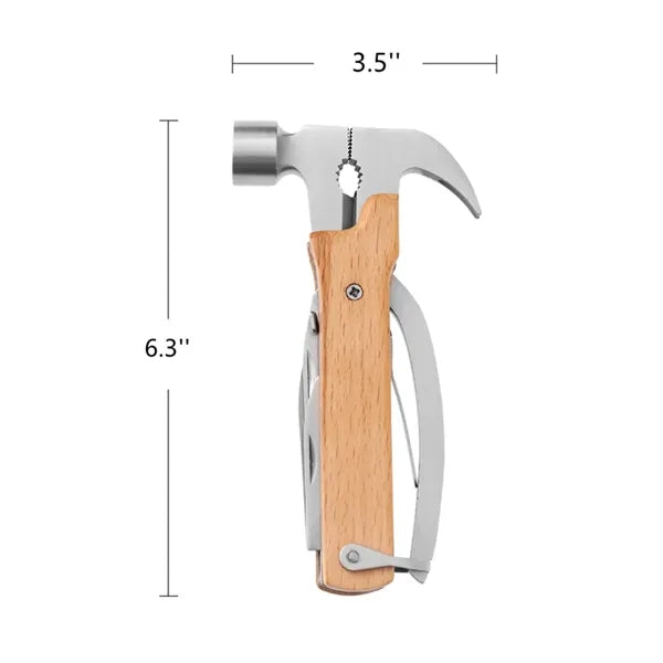 Wooden Handle 16oz Claw Hammer with Multifunctional Tool