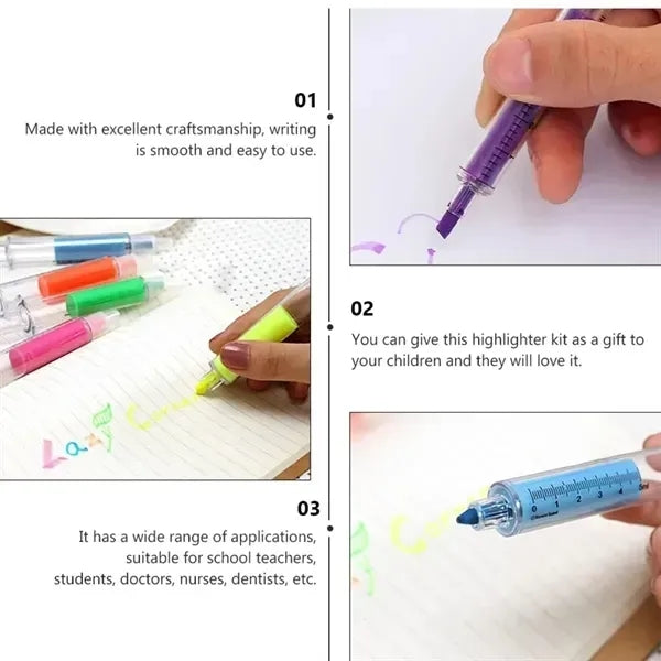 Medical Theme Colorful Syringe Highlighter Pens