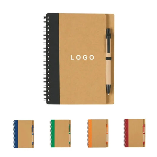 Spiral Notebooks with Pen In Holder