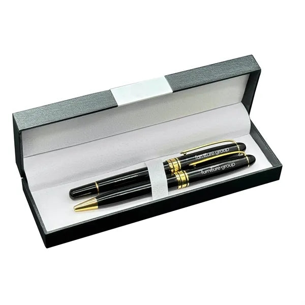 Deluxe Double Pen Set with Danish Ballpoint & Rollerball