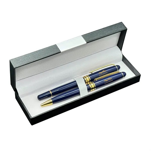 Deluxe Double Pen Set with Danish Ballpoint & Rollerball