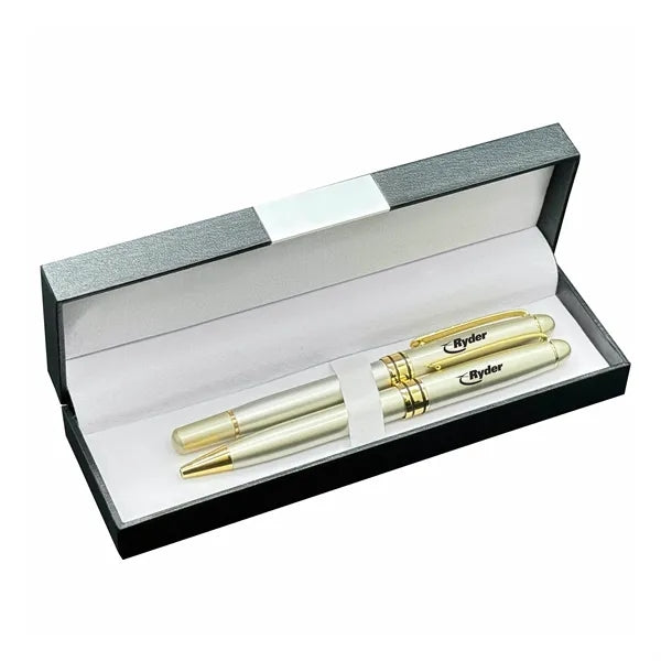 Deluxe Double Pen Set with Danish Ballpoint & Rollerball