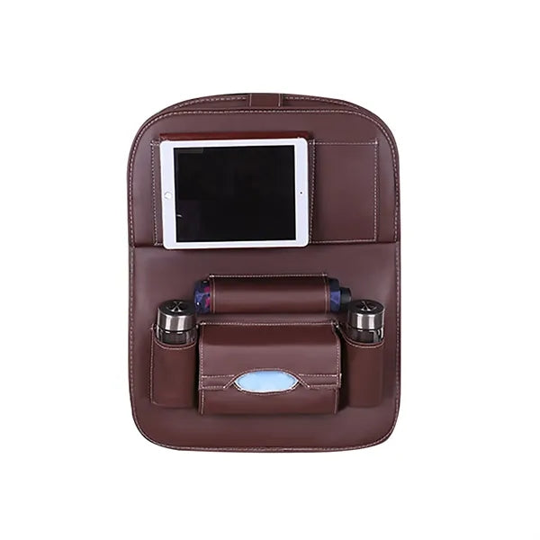 Foldable Leather Tray Tablet Car Seat Back Organizer