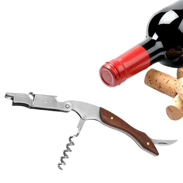 Foldable Stainless Steel Wine and Beer Opener with Knife