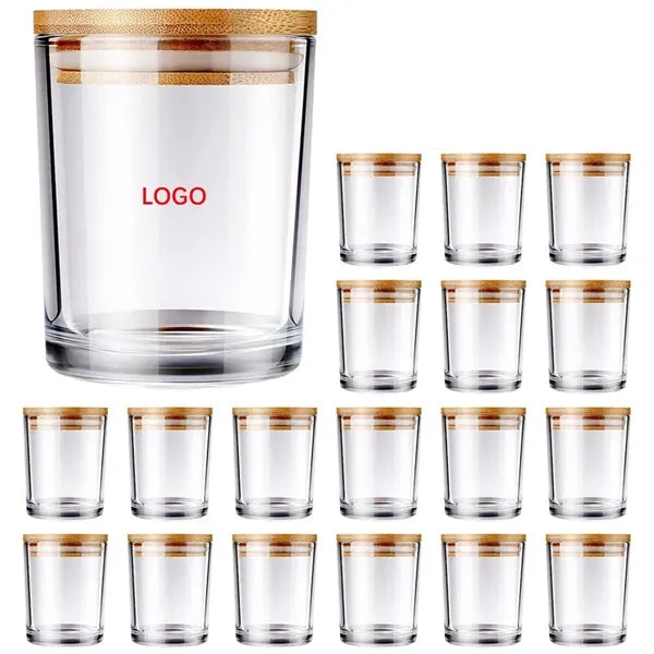 7 OZ Clear Candle Jars with Bamboo Lids