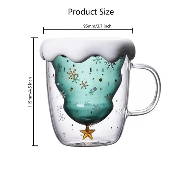 Christmas Themed Double Wall Glass Mugs