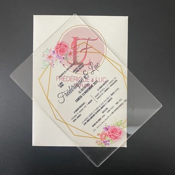 4" x 6" Full Color Printed Clear Acrylic Invitations