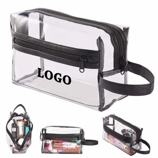 Heavy Duty Transparent Shaving Cosmetic Bag with Handle
