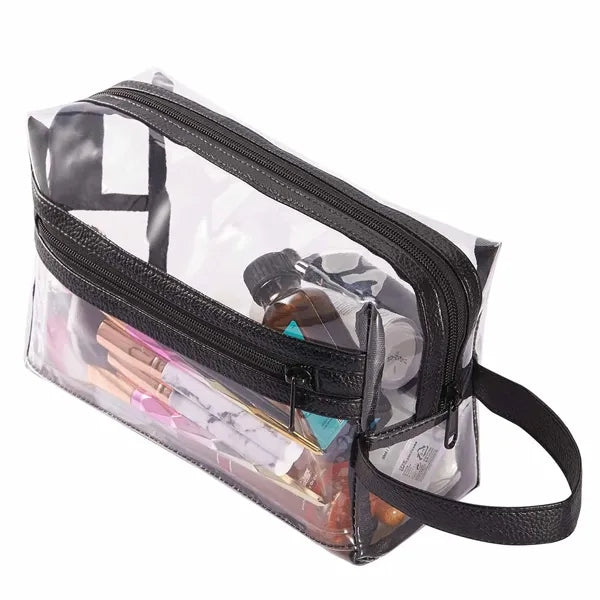 Heavy Duty Transparent Shaving Cosmetic Bag with Handle