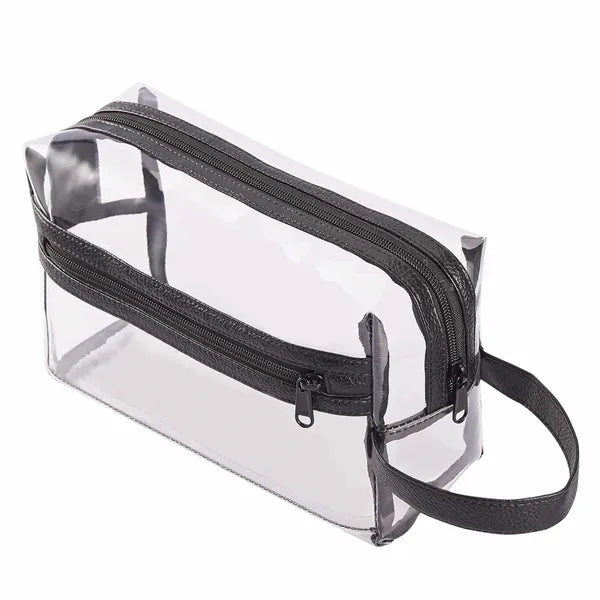 Heavy Duty Transparent Shaving Cosmetic Bag with Handle