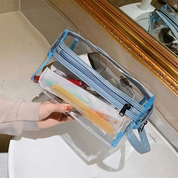 Heavy Duty Transparent Shaving Cosmetic Bag with Handle