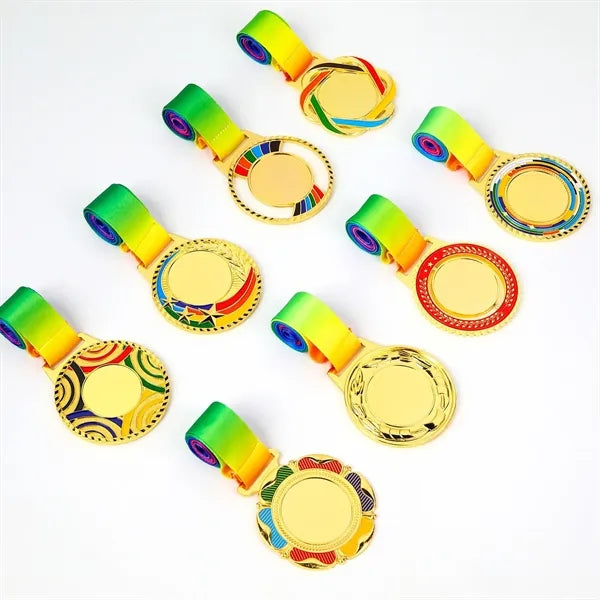 Die Struck Metal Medallions With Ribbon