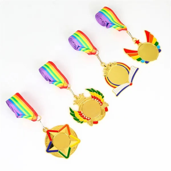 Die Struck Metal Medallions With Ribbon