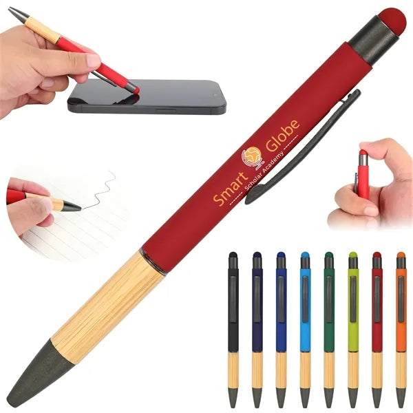 Eco-Friendly Bamboo & Metal Pen With Stylus