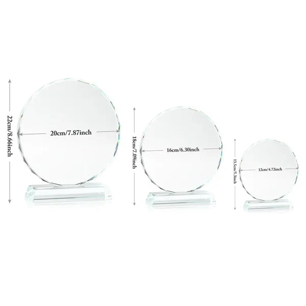 Round Edge Crystal Glass Awards With Base 3/5" Thick