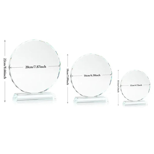 Round Edge Crystal Glass Awards With Base 3/5" Thick