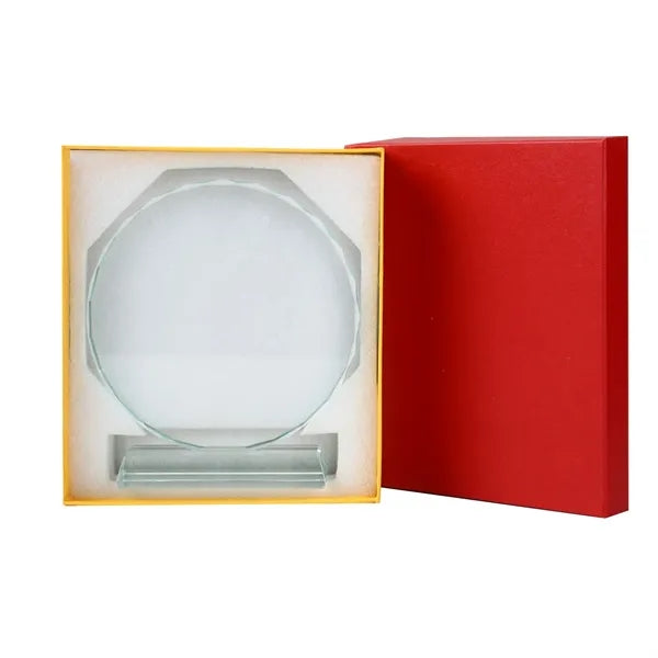 Round Edge Crystal Glass Awards With Base 3/5" Thick