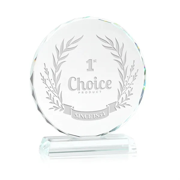 Round Edge Crystal Glass Awards With Base 3/5" Thick