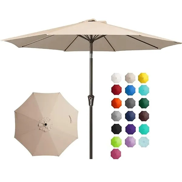 Outdoor Patio Umbrella with Push Button Tilt and Crank
