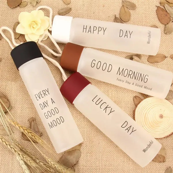 12oz/350ml Glass Bottle with Smiley Face