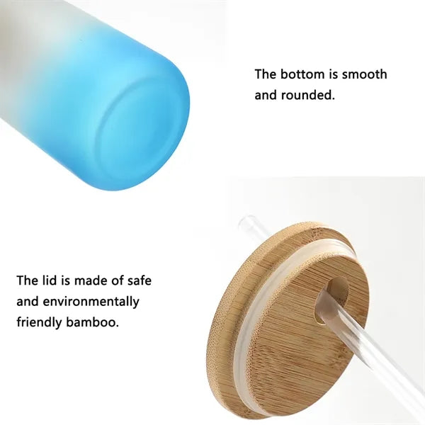 16oz Gradient Mason Cup with Bamboo Lids Straw