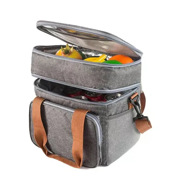 Camping Picnic Insulated Lunch Bag With Double Layer Large