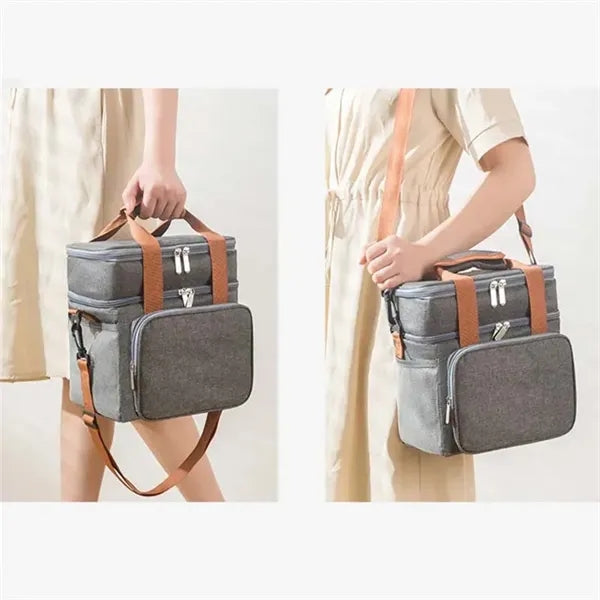 Camping Picnic Insulated Lunch Bag With Double Layer Large