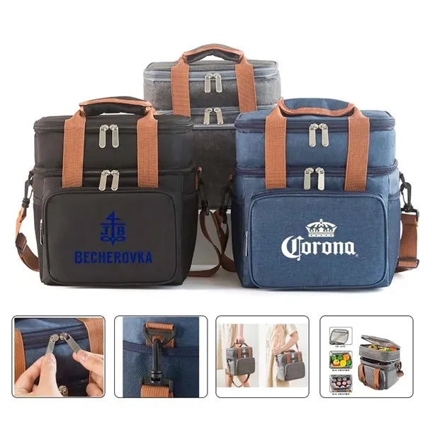 Camping Picnic Insulated Lunch Bag With Double Layer Large