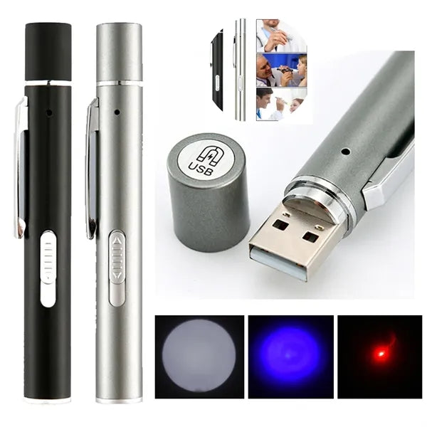 3in1 USB Rechargeable Mini LED Flashlight Pen