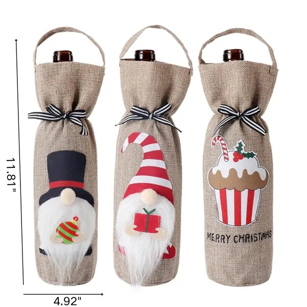 Christmas Wine Bottle Tote, Champagne Bag