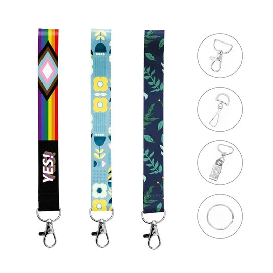 3/4" Full Color Sublimated Wrist Keychain Lanyard