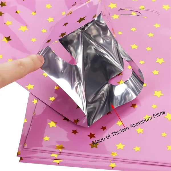 Plastic party candy bags with sparkling stars
