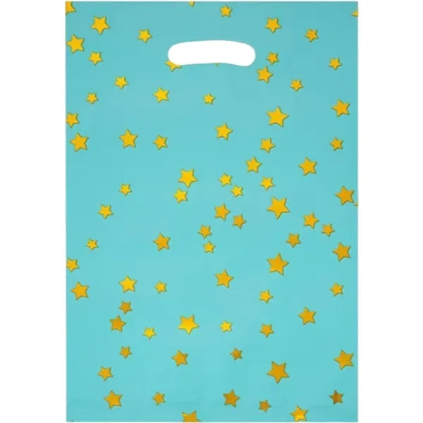 Plastic party candy bags with sparkling stars