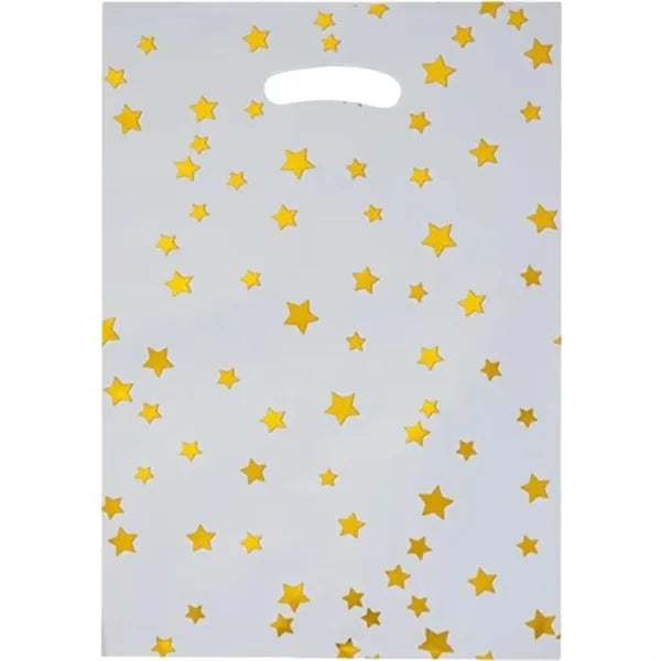 Plastic party candy bags with sparkling stars
