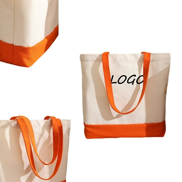 Large Capacity Solid Color Spliced Folding Shopping Bag