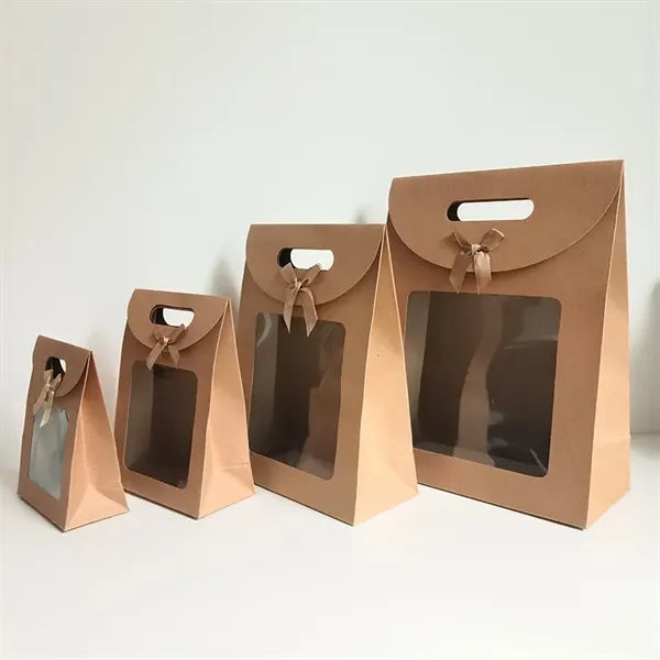 Kraft Paper Bags with Window - 4.7x2.4x6.3"