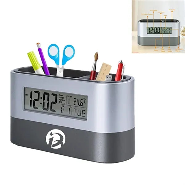 Pen Holder with Clock Calendar Timer Temperature Display