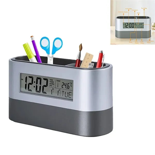 Pen Holder with Clock Calendar Timer Temperature Display